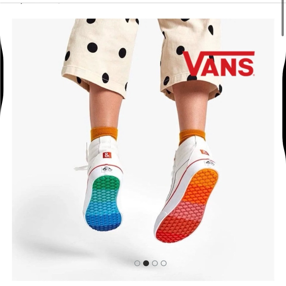 Vans White High-Tops with Colorful Sole
